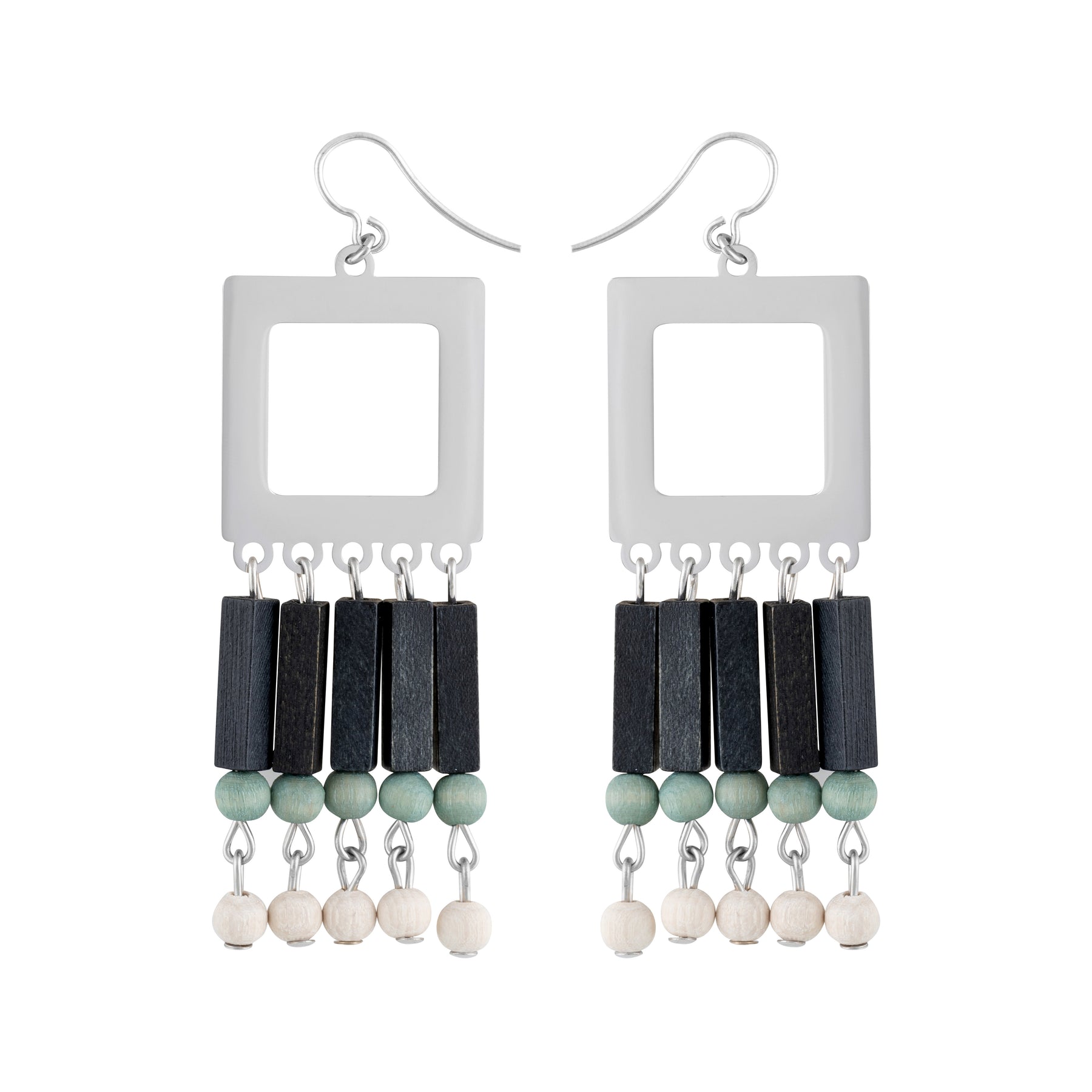 Nina earrings, teal and black