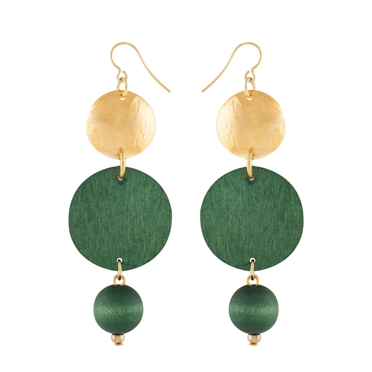 Ilta earrings, green and gold