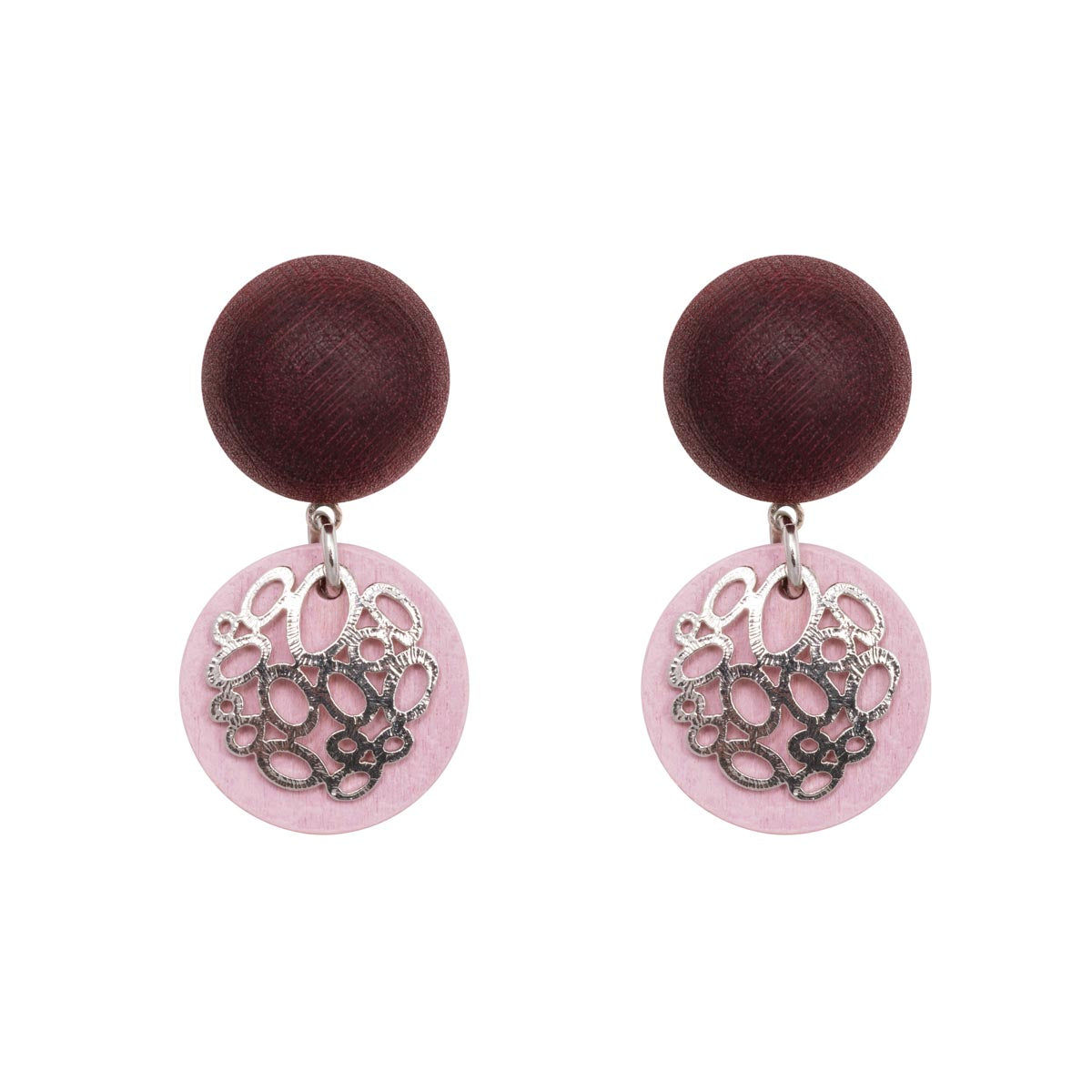 Cecilia earrings, shades of red and white