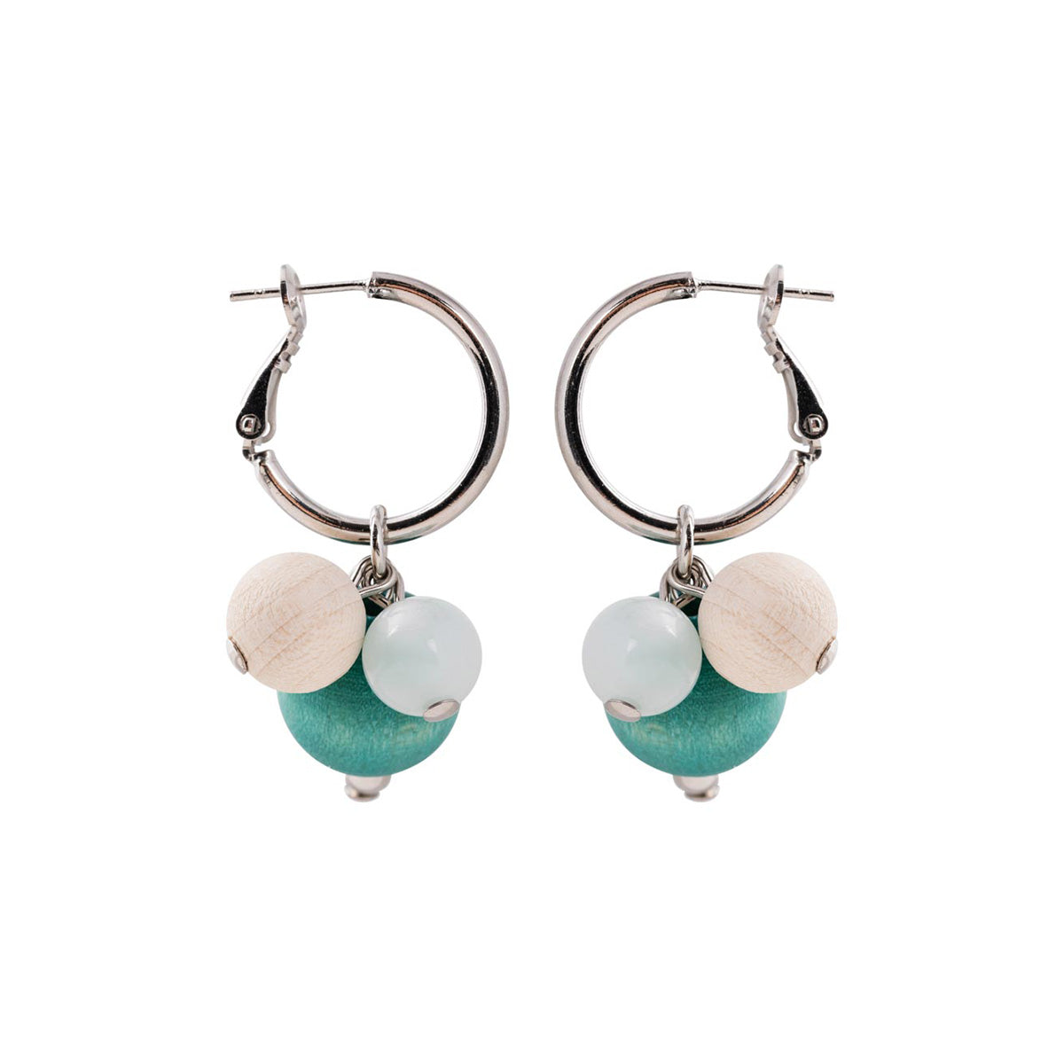 Lydia earrings, shades of green and white
