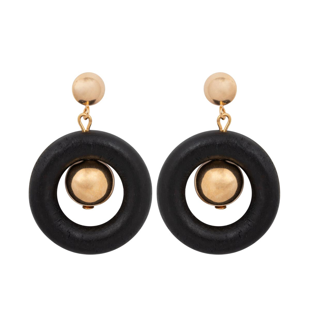 Signe earrings, black and gold