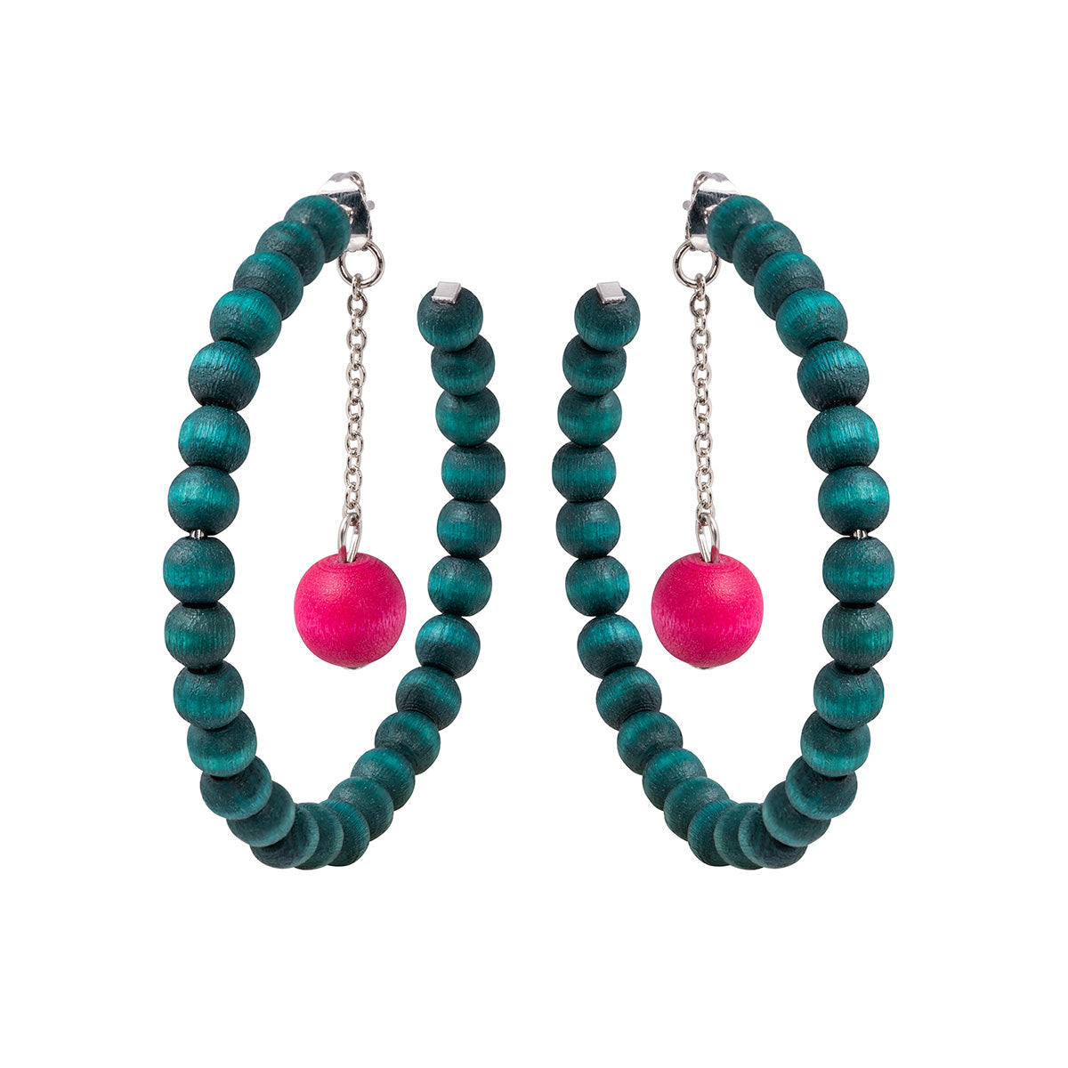 Sohvi earrings, dark turquoise and pink