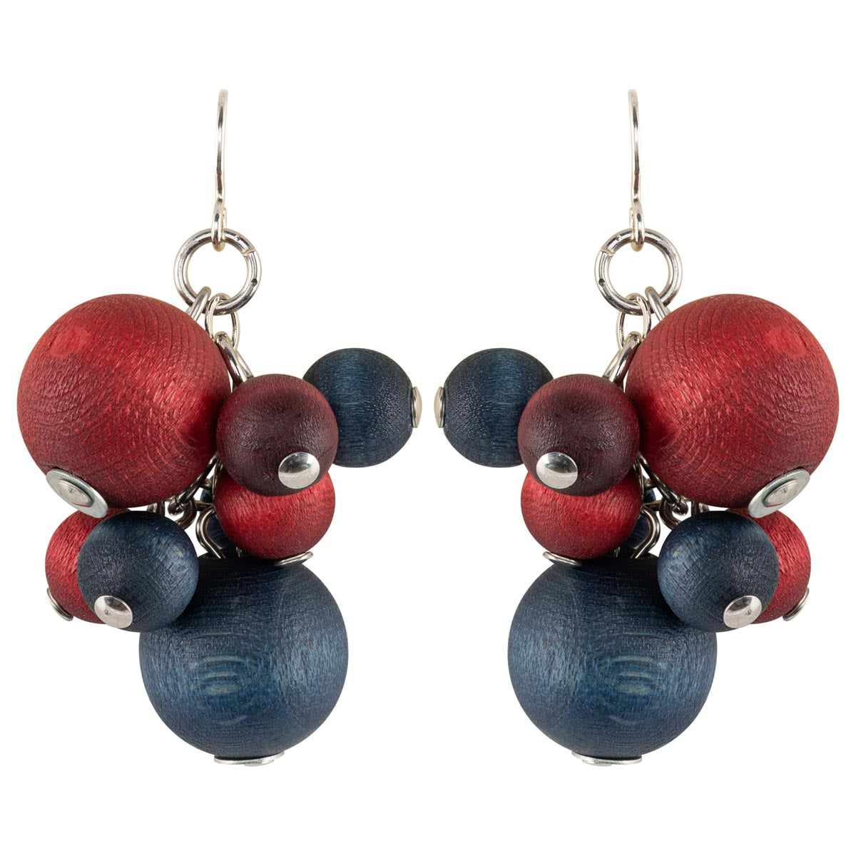 Marjukka earrings, shades of red and blue