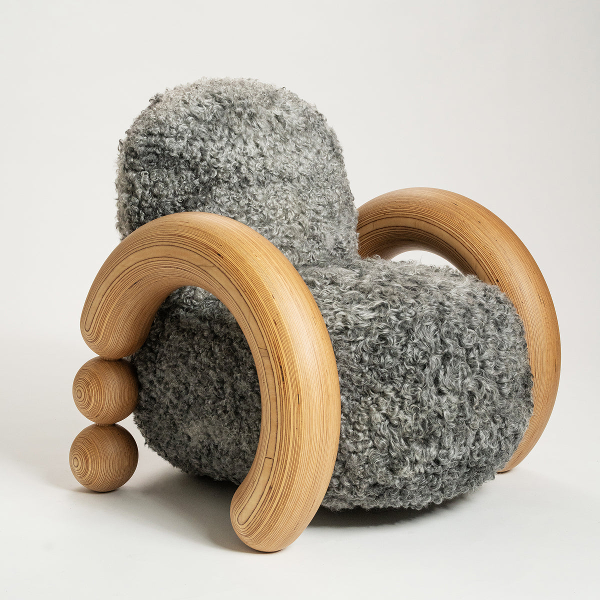 Ram lounge chair, Gotland sheepskin