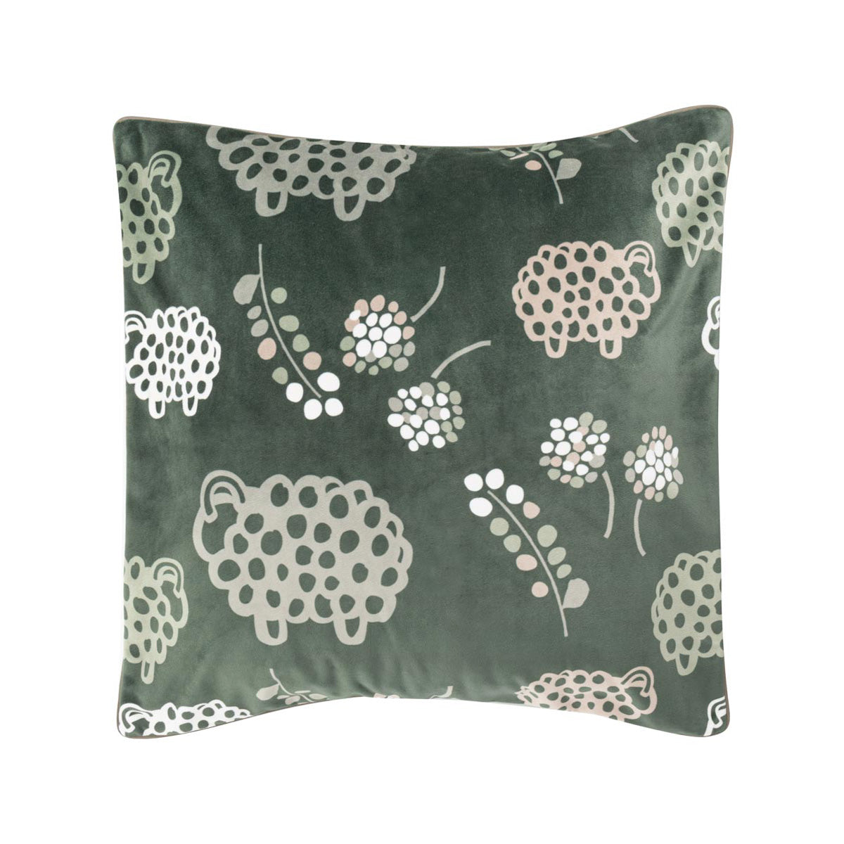 Cushion cover, Rams in a Field, 50 x 50 cm, green
