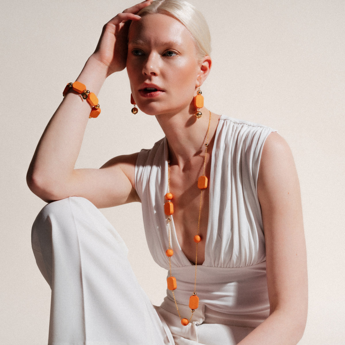 Saimi necklace, orange and gold