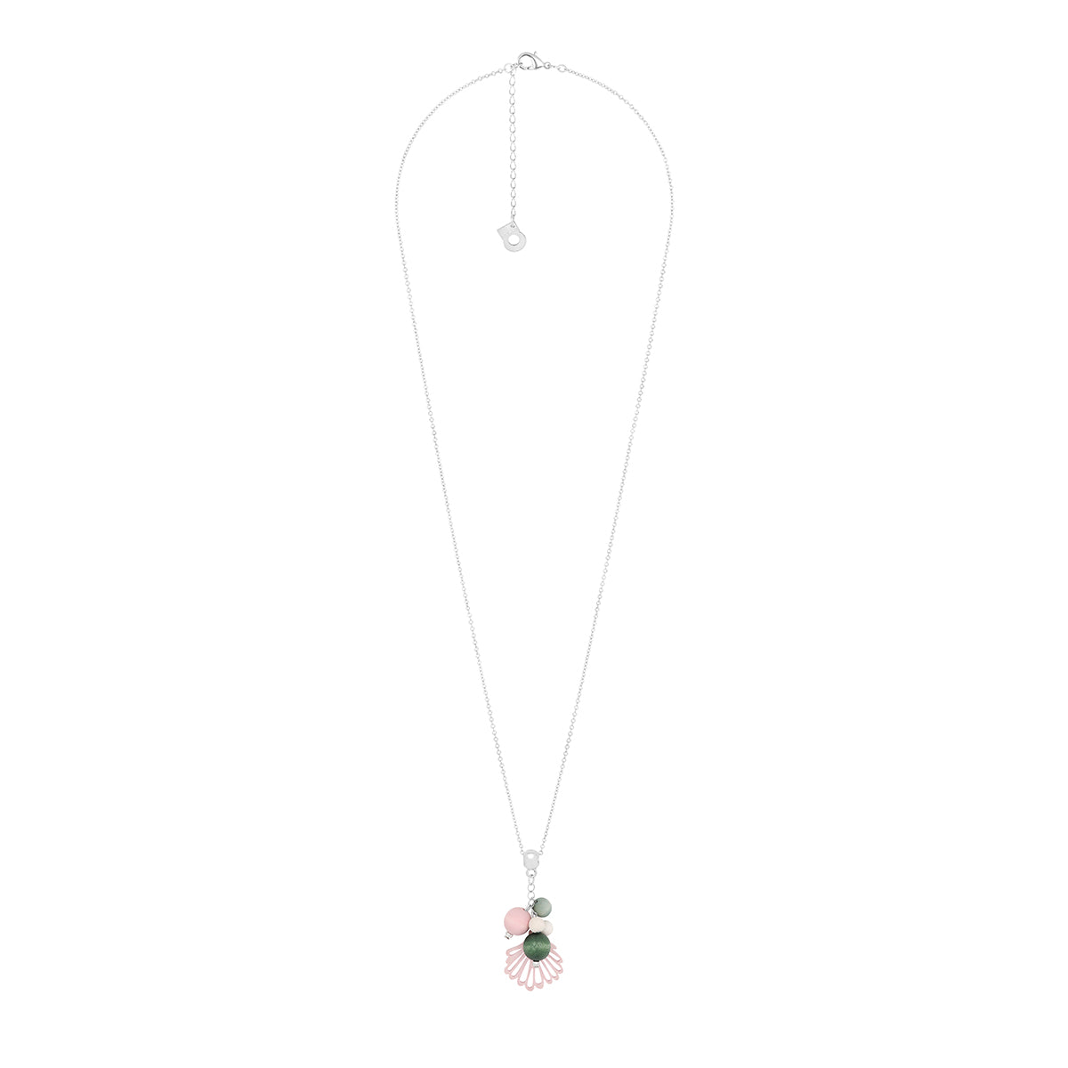 Simpukka pendant, green and light pink