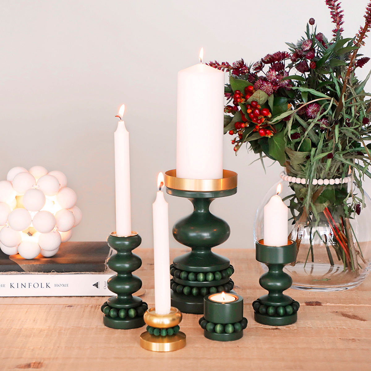 Prinssi candleholder, moss green