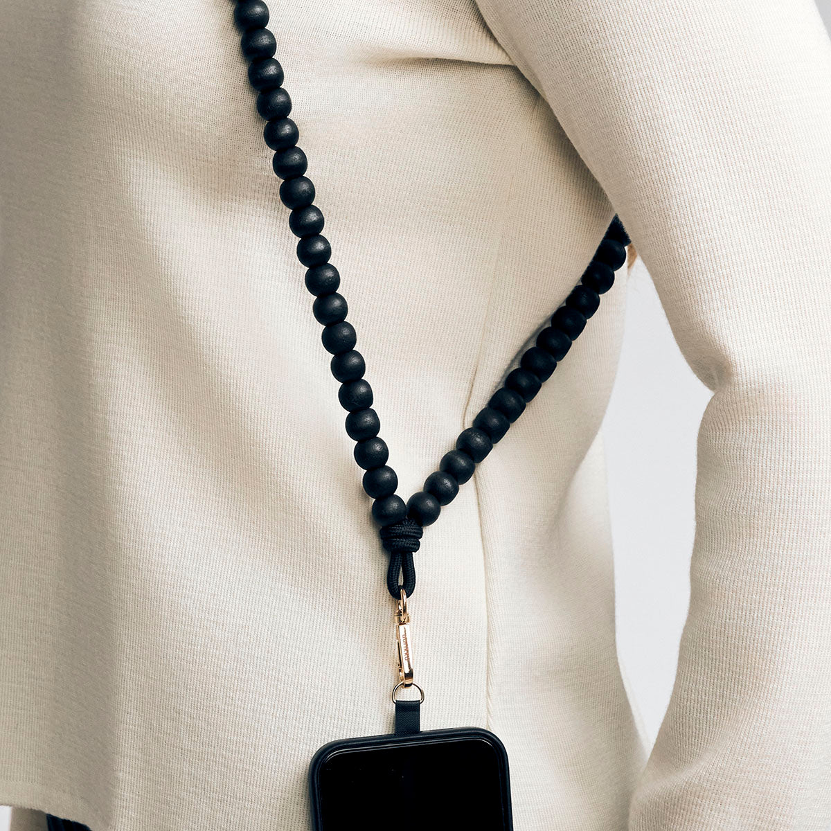 Naomi phone strap, black and gold