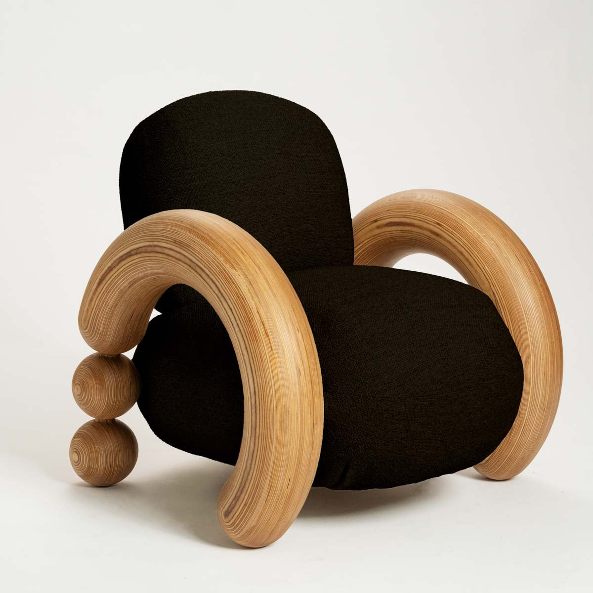 Ram lounge chair, Laurizon bouclé, black