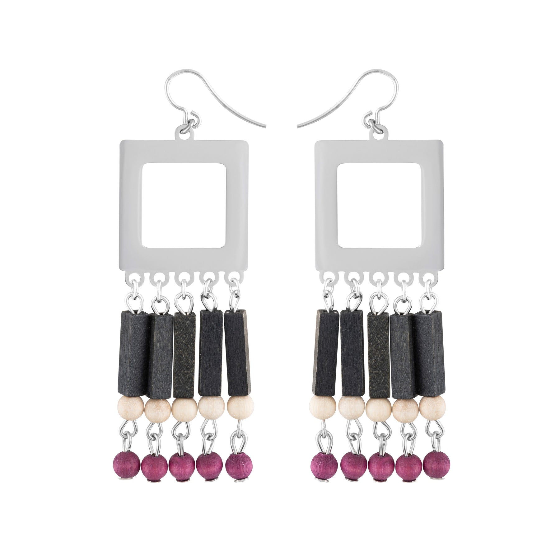 Nina earrings, purple and black