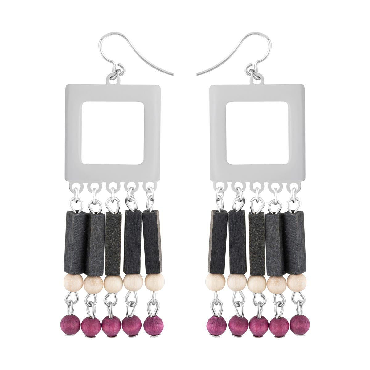 Nina earrings, purple and black