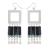 Nina earrings, teal and black