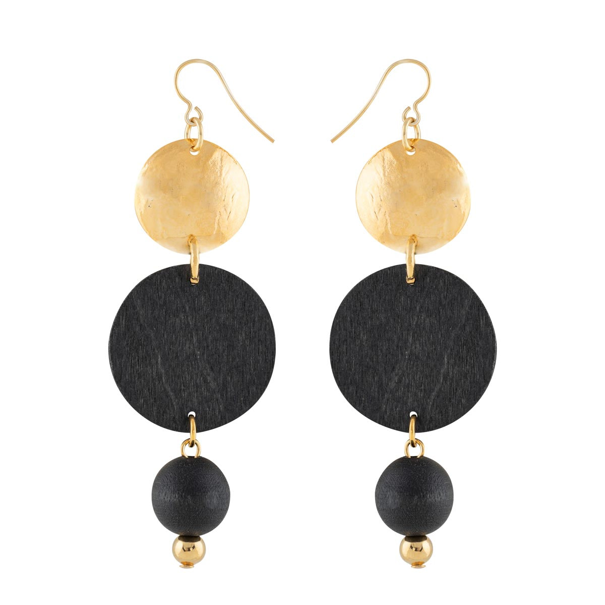 Ilta earrings, black and gold