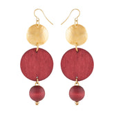 Ilta earrings, wine red and gold
