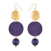 Ilta earrings, dark purple and gold