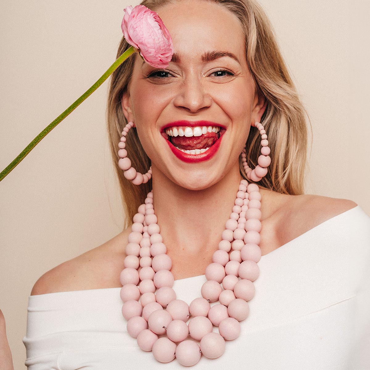 Angervo earrings, pink