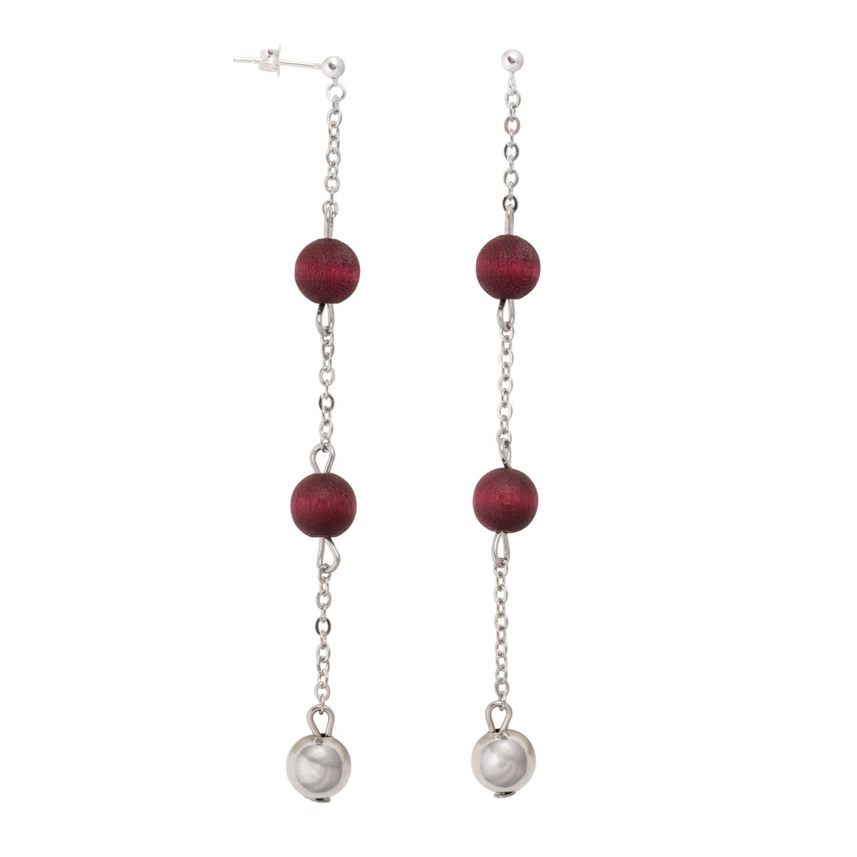 Jade earrings, plum red