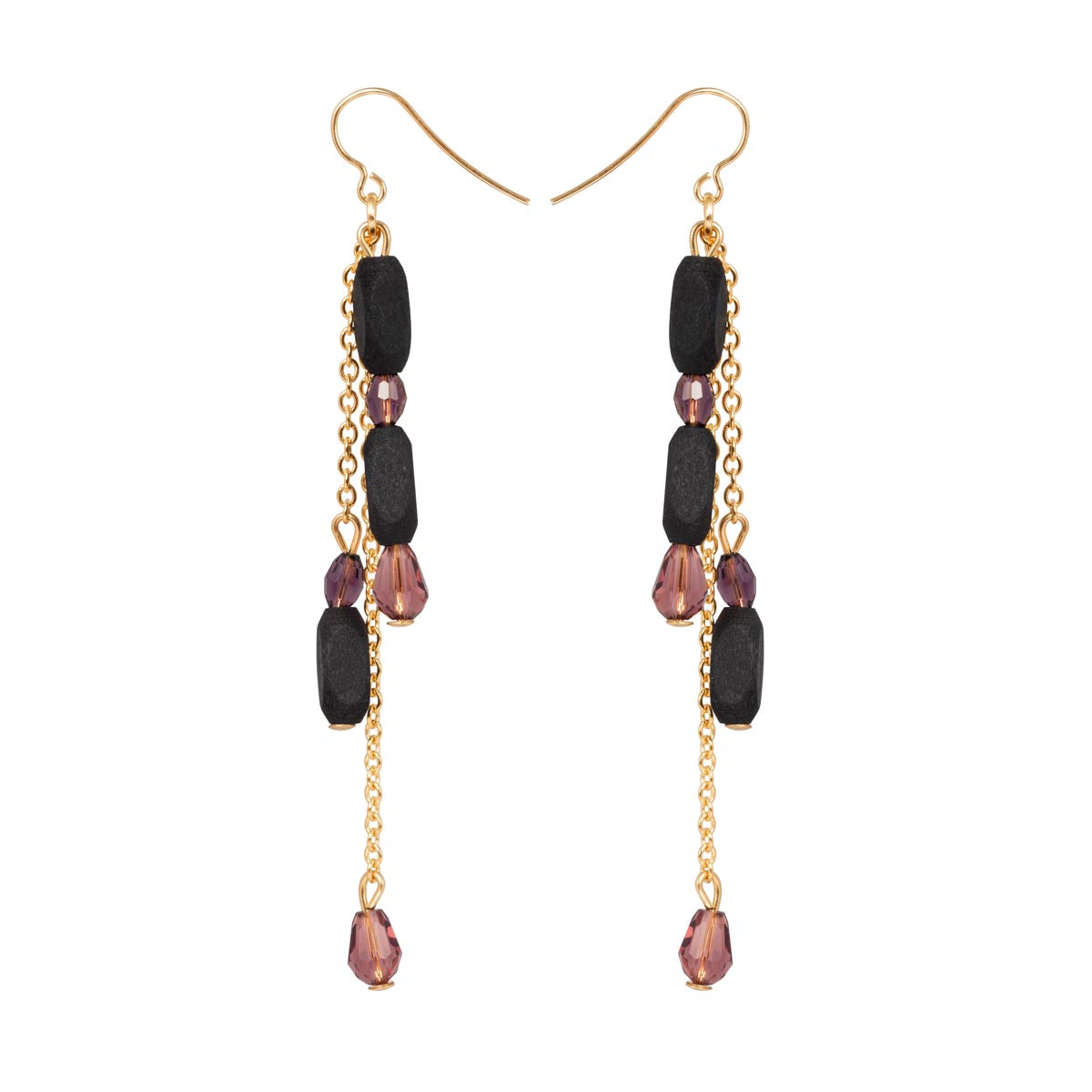 Sylvia earrings, black and gold
