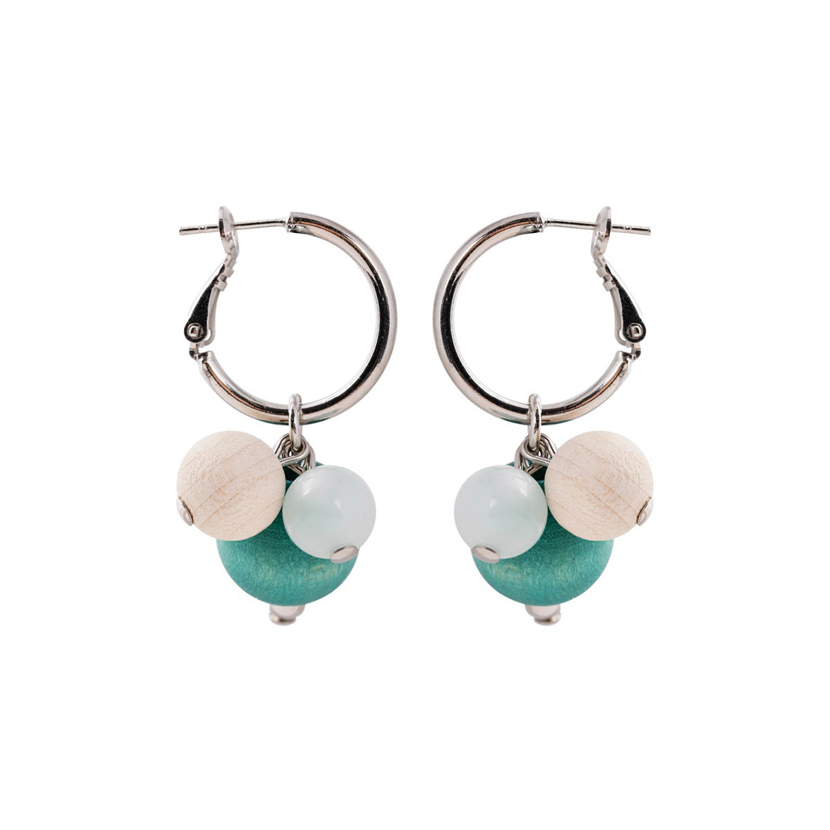 Lydia earrings, shades of green and white