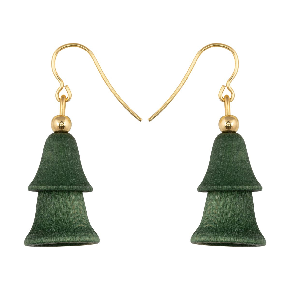 Joulupuu earrings, green and gold