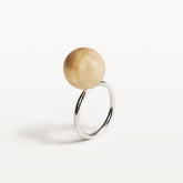 Wood Passion ring, varnished wood and silver