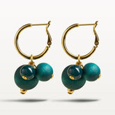 Lydia earrings, dark lagoon blue and gold