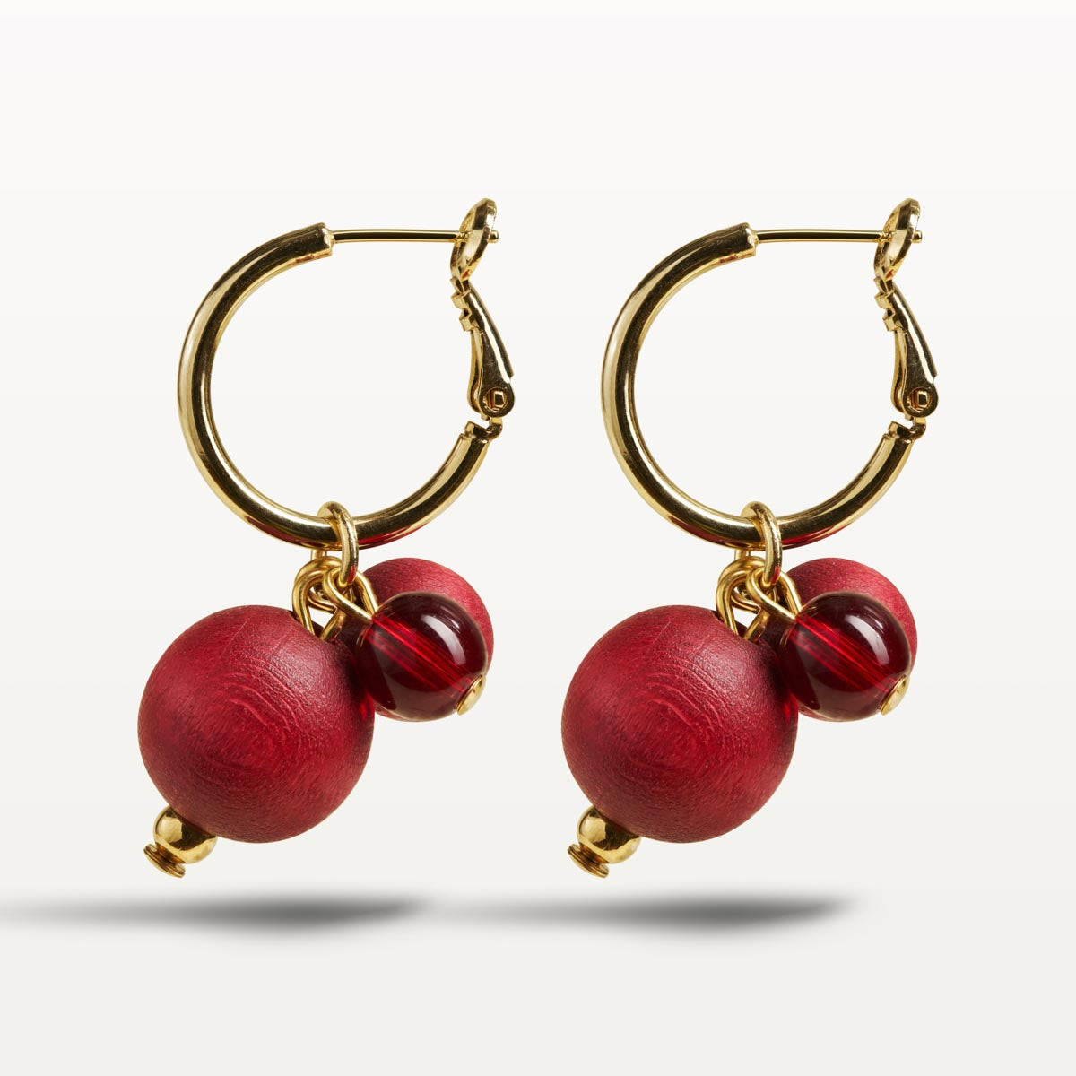 Lydia earrings, wine red and gold