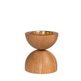 Duo candleholder, oak and gold, 12,5 cm