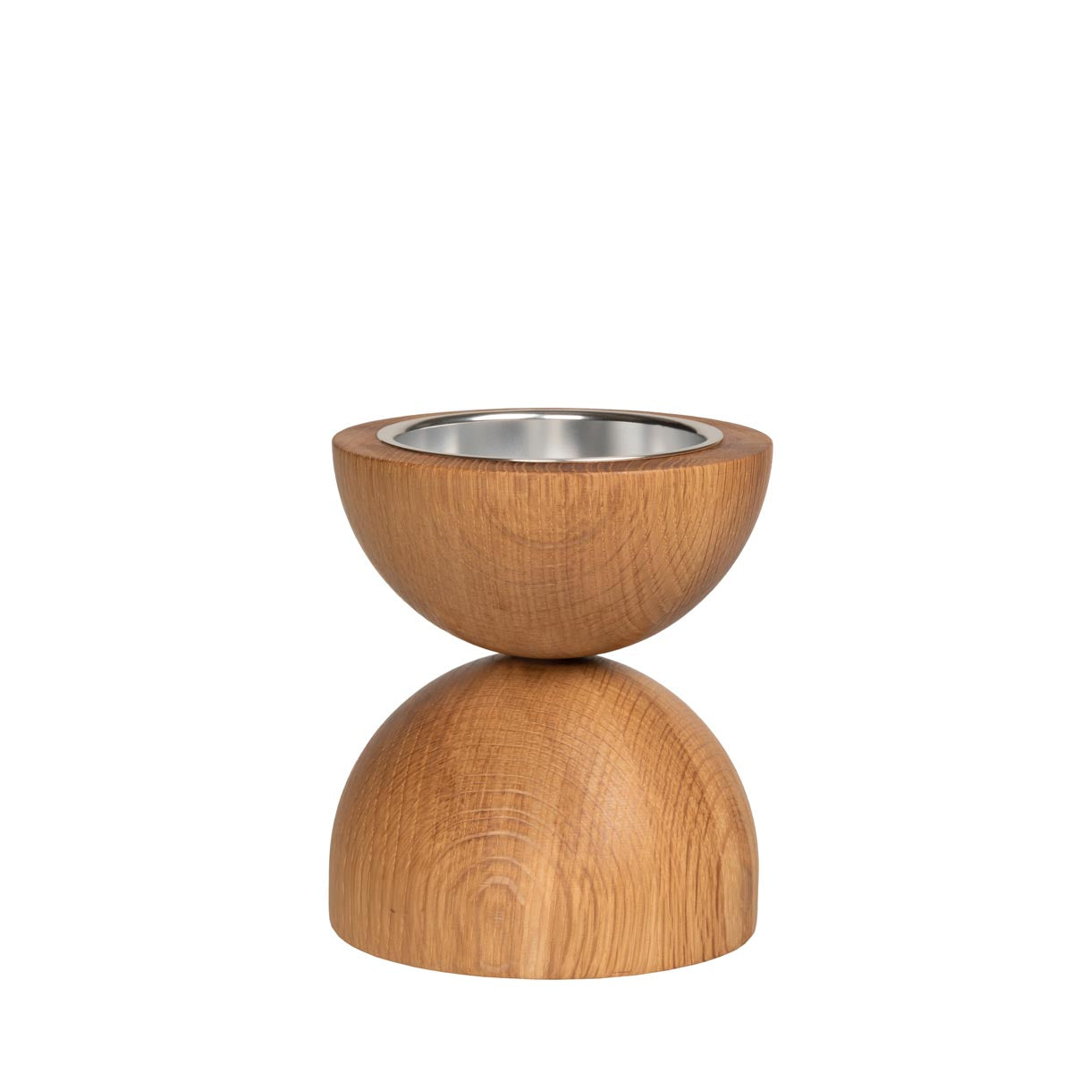 Duo candleholder, oak and silver, 12,5 cm