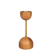 Duo candleholder, oak and gold, 19 cm