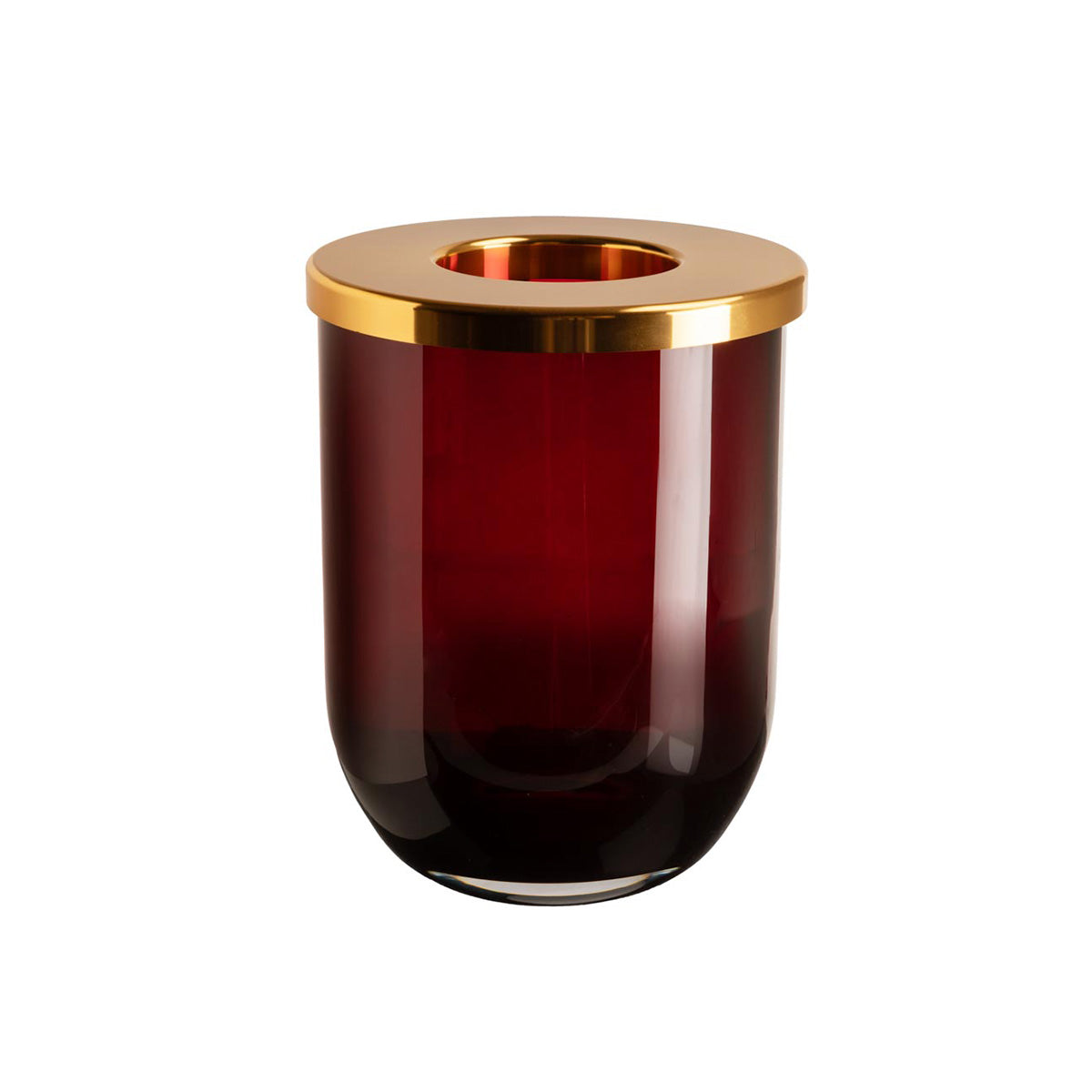 Duo glass vase, red and gold, 16 cm