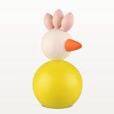 Small cockerel wooden figurine, 7,5 cm, yellow and pink