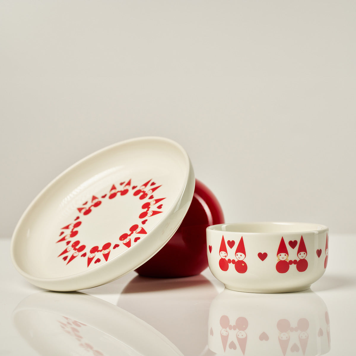 Elf Bowl Love, Ø 12 cm, white and red