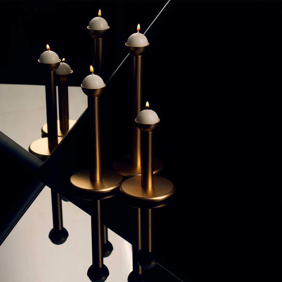 Pipe candleholder, 10 cm, gold