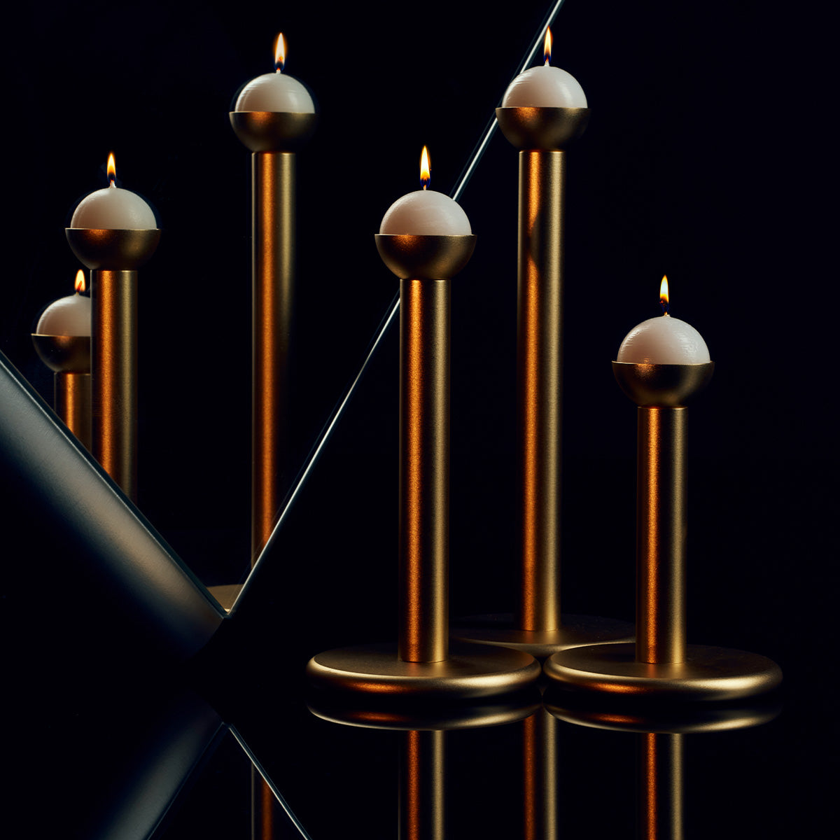 Pipe candleholder, 19 cm, gold