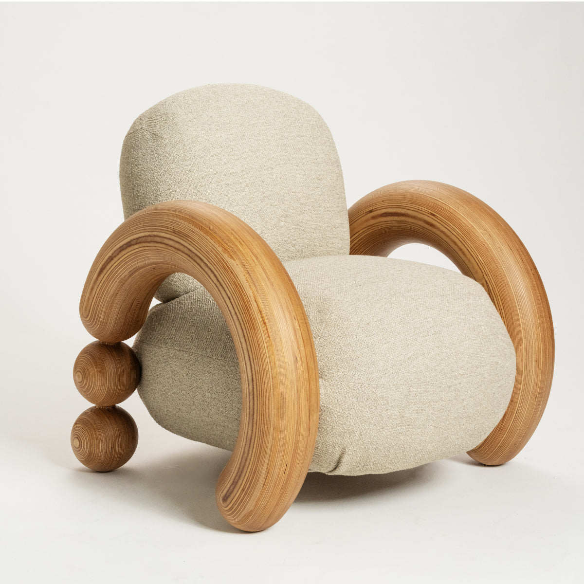 Ram lounge chair, Laurizon bouclé, off-white