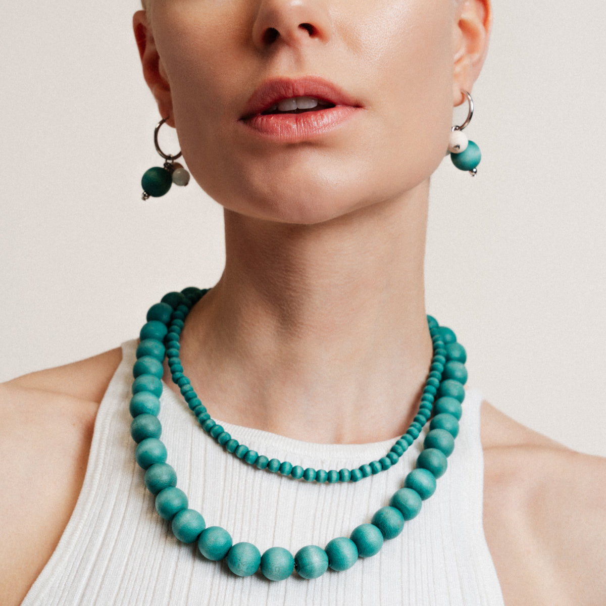 Juno necklace, aqua green