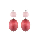 Taateli earrings, red and light pink