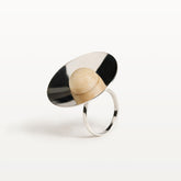 Ava ring, varnished wood and silver