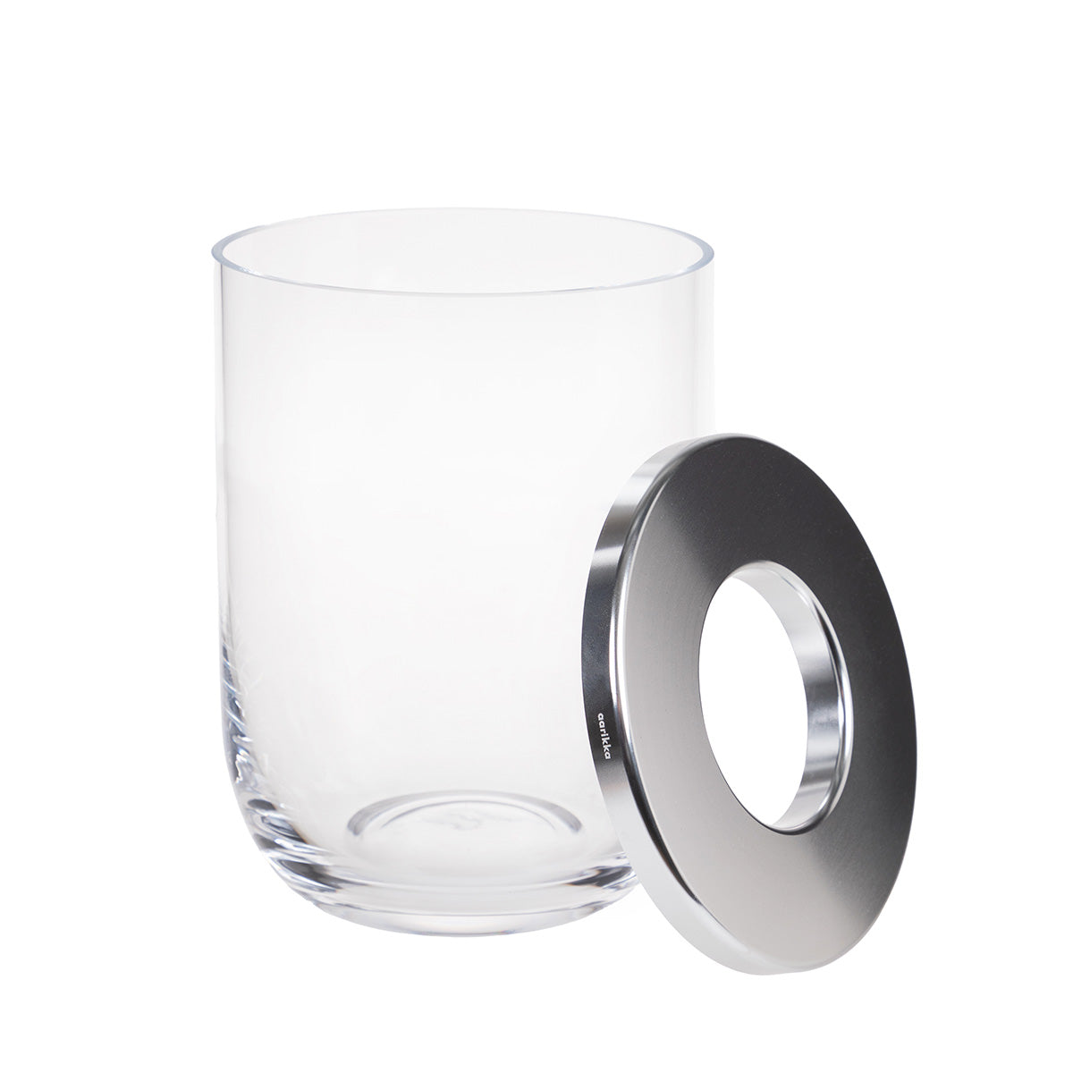 Duo glass vase, clear and silver, 16 cm