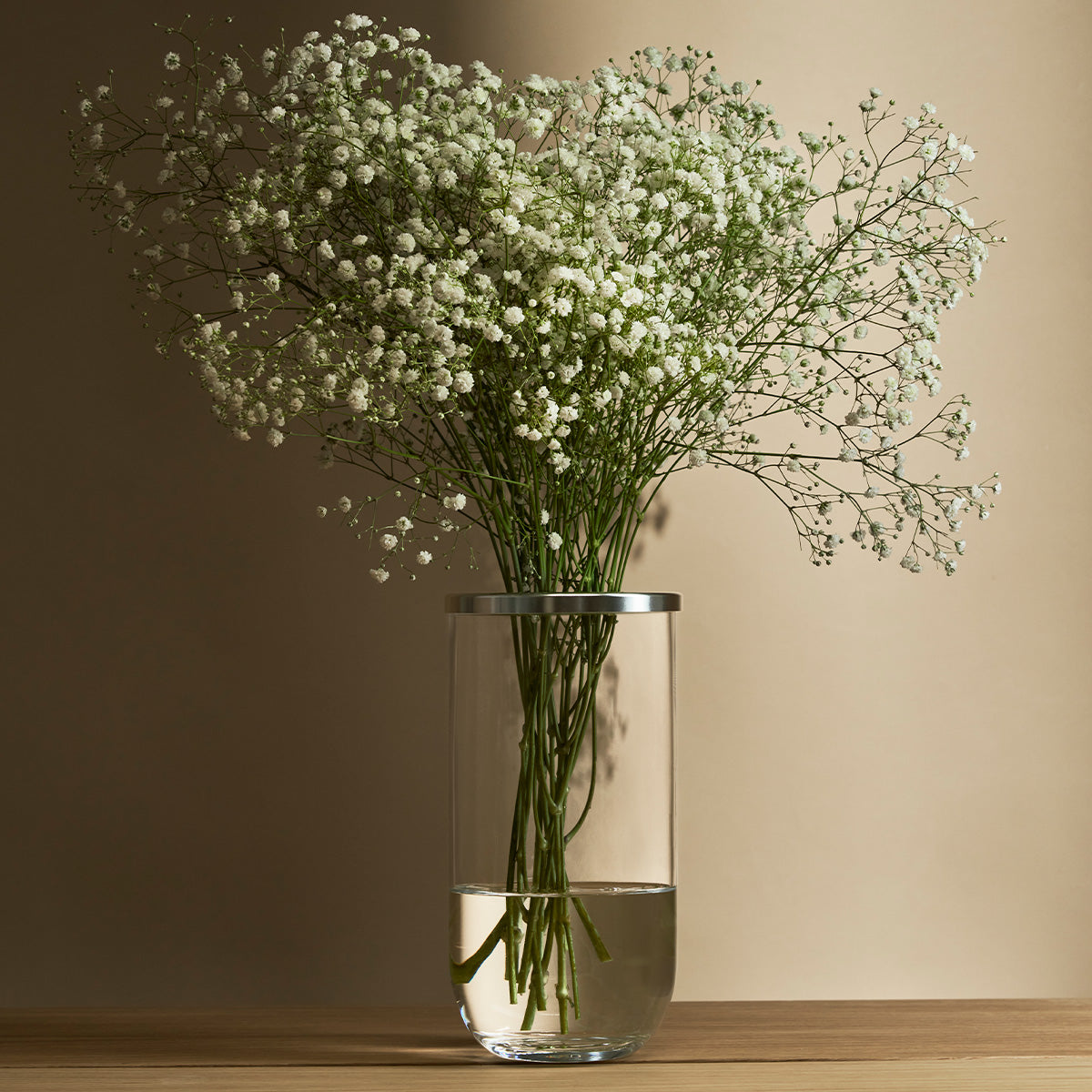 Duo glass vase, clear and silver, 24 cm