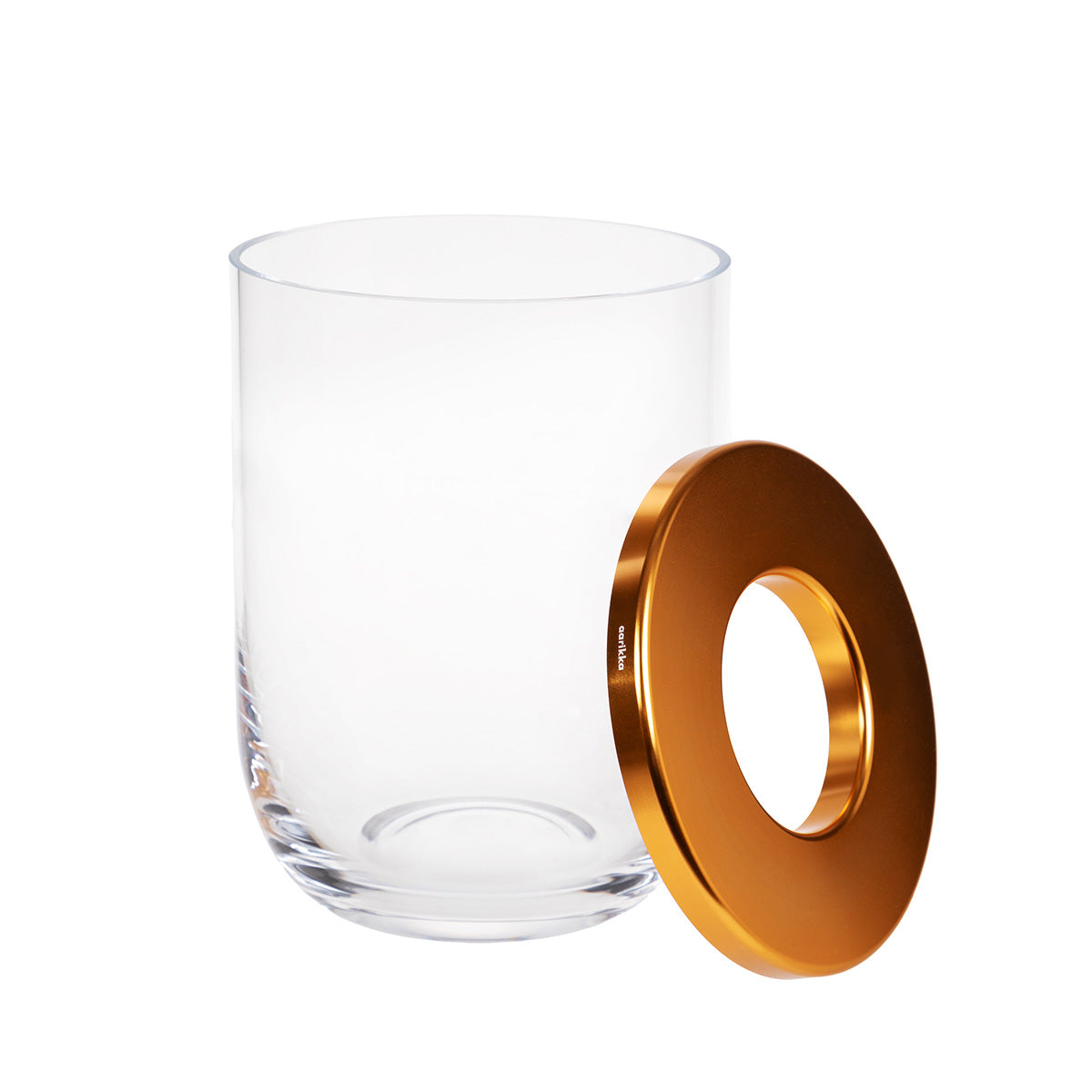 Duo glass vase, clear and gold, 16 cm