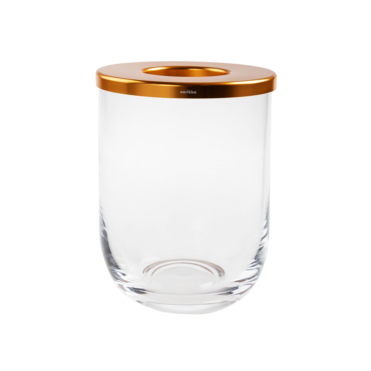 Duo glass vase, clear and gold, 16 cm