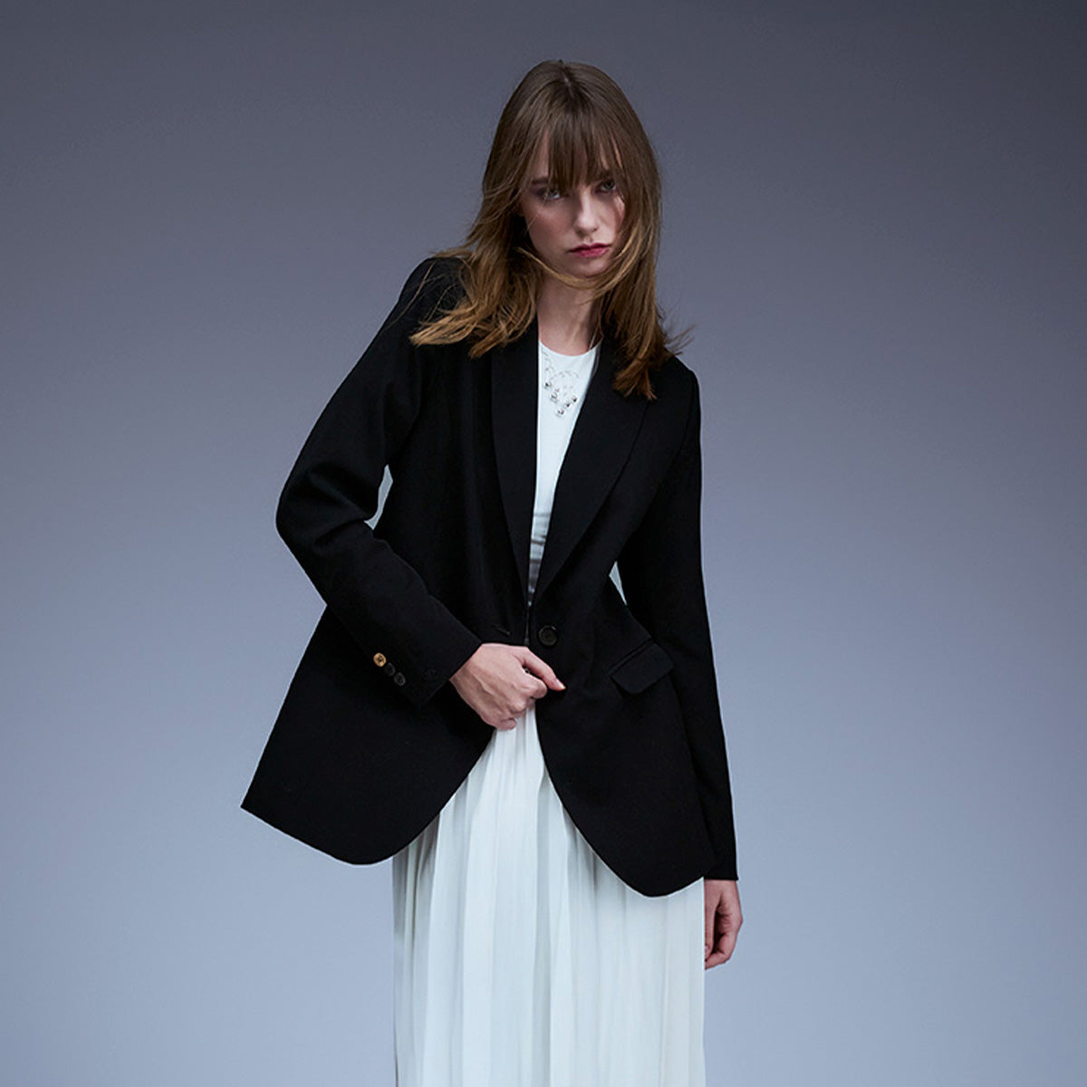 Sola blazer, wool-stretch, black
