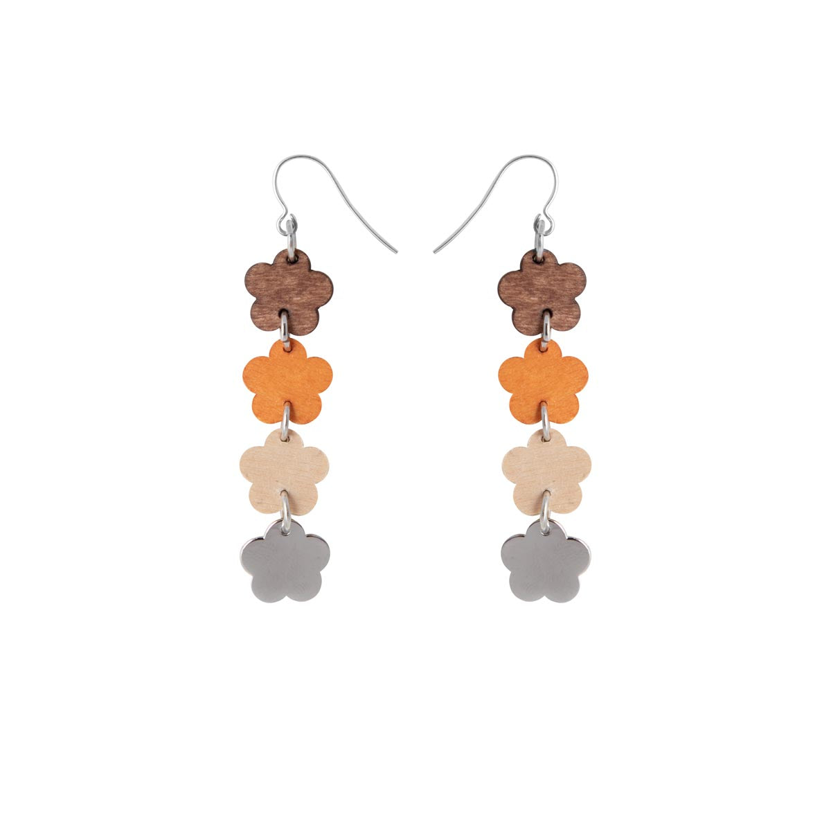 Niittylemmikki earrings, brown and orange